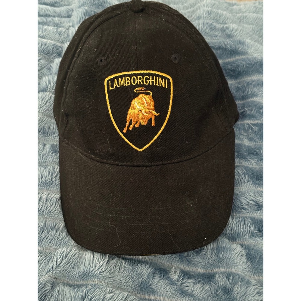 Lamborghini Black Baseball Cap Hat Embroidered Bull Logo Adjustable